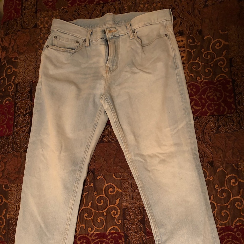 Light Wash Slim Straight Jeans 33W 30L